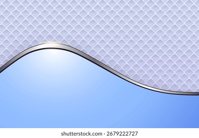 Geschäftlicher Hintergrund blau, elegante Welle mit Lochmuster und metallischen Elementen, Vektorgrafik.