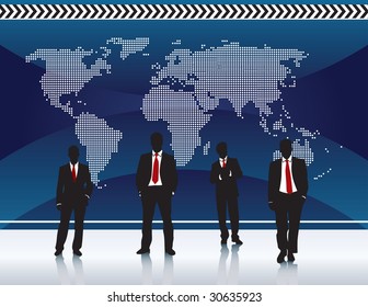 business background blue world map