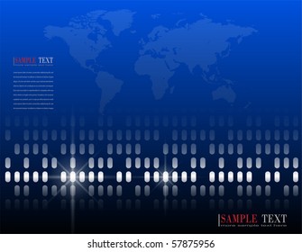 Fondo de negocios azul con mapa del mundo.