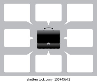 Business background. Briefcase and  bubble speech. Vector eps10.