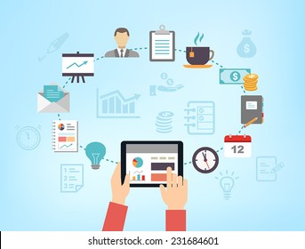Business background - can be used to illustrate time management, task organization or planning a meeting or teambuilding.