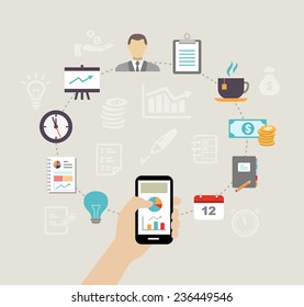 Business background - can be used to illustrate time management, task organization or planning a meeting or team building.