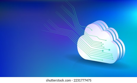 Business background with cloud technologies concept. Blue and orange data cloud 3d illustration for website or poster. Vector illustration