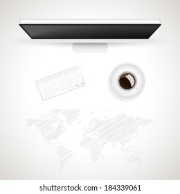 Business Background with Computer and Cup of Coffee