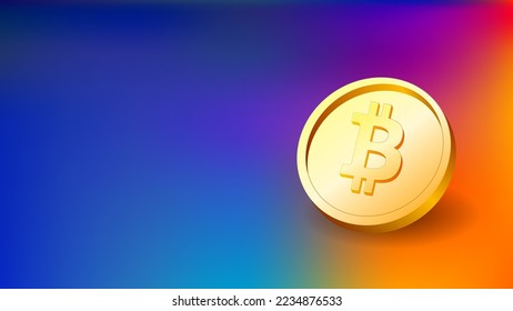 Business background with cryptocurrency concept. Blue and orange bitcoin 3d illustration for website or poster. Vector illustration