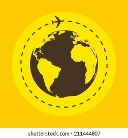 Business background with earth globe and airplane. Vector illustration. Travel concept.
