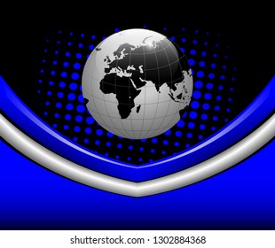 Business  background with earth globe blue and black, vector illustration.