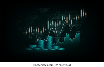 Business background, finance and investment, currency exchange concept, growth, economic graph