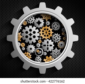 Business background of Gears and cogs on black background.vector