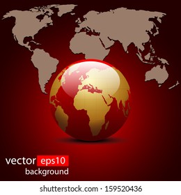 Business background, globe over world map
