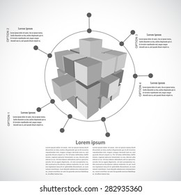 Business background with a gray cube. Vector illustration