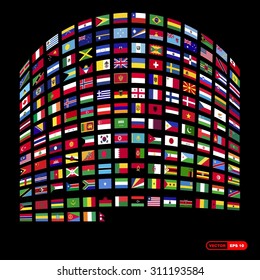 Business background with international flags,  Flags of the world collection, vector illustration