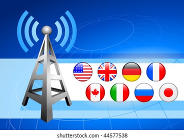 Business Background with Internet Flag Buttons Original Vector Illustration