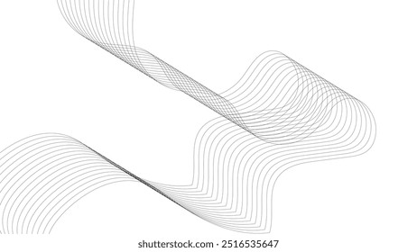 Business background lines wave abstract stripe design. Abstract wave digital element for design. Curved wavy line design element. Technology, data science, geometric border pattern.