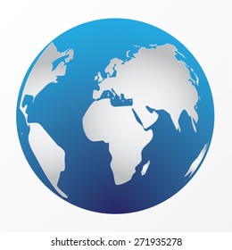 Business background, metallic blue with earth globe, vector.
