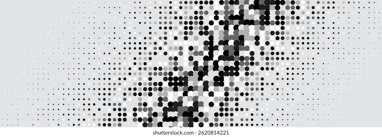 Business Background. Modern Shapes In Tech Layout. Linear Shapes In Annual Frame. Black Halftone Flyer. Minimalist Greyscale Texture. Geometric White Poster. Trendy Business Background