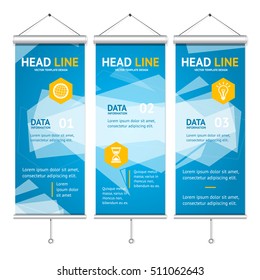 Business Background Roll Up with Abstract Geometric Bubble Speech.  Vector illustration business flyer brochure, placard and flag-banner design vertical template 