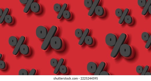 Business background with rounded 3d black percent symbols on red volume backgroud texture