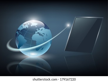 business background with a screen on a dark background
