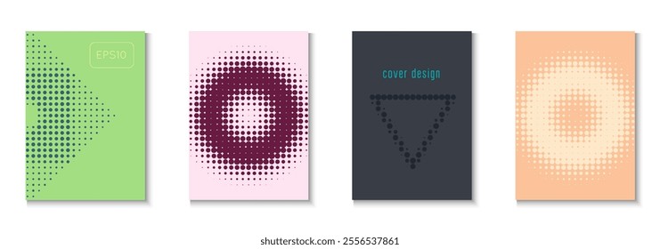 Business Background Set. Cool Memphis Art With Circles. Flat Invitation With Geometric Frame. Abstract Flyer. Minimalist Wave Pattern. Geometric Music Cover. Trendy Business Background