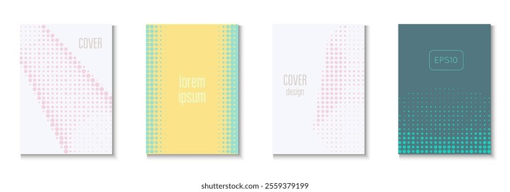 Business Background Set. Future Concept In Minimal Layout. Futuristic Elements On Flat Page. Dot Flyer. Minimalist Music Pattern. Geometric Line Texture. Trendy Business Background