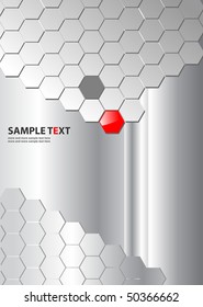 business background silver hexagons wih red element.