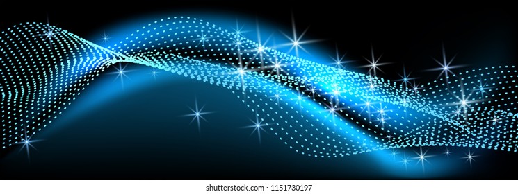 Business background template with bend waves and halftone with sparkle stars 