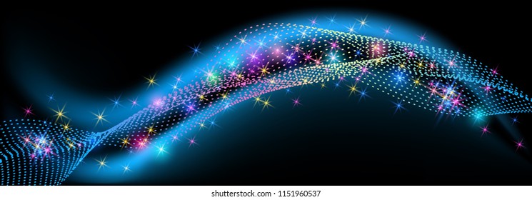 Business background template with bend waves and halftone with sparkle stars 