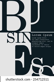 Business background, typographics. Letters on a black background