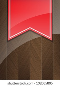 Business background with wood insertion and a red vintage ribbon. (Vector)