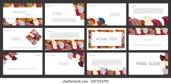 Business backgrounds of digital technology. Colored leaf elements for presentation templates. Leaflet, Annual report, cover design. Banner, brochure, layout, design. Flyer. Vector illustration