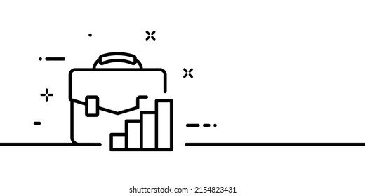 Business backpack line icon. Briefcase with network pictogram. Career concept. One line style. Vector line icon for Business and Advertising