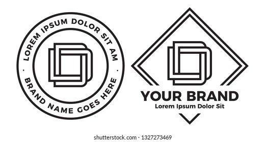 Business Badge Letter D Logo Type Mark Design Template with Minimalist Premium Vintage Style