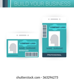 Business badge template design in green theme