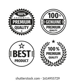 Business Badges Vector Set In Retro Vintage Design Style. Abstract Logo. Premium Quality. 100% Guarantee. Best Product. Sale Emblems. Concept Labels In Black & White Colors. 