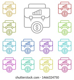 Business, bag, analytics, dollar multi color icon. Simple thin line, outline vector of saving money icons for ui and ux, website or mobile application