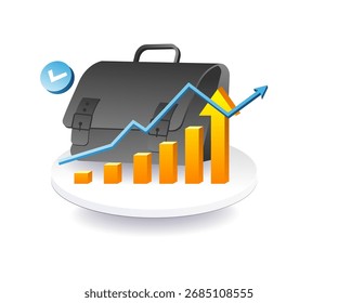 Business bag and chart design symbolizing economy and development