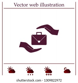 business bag and hand web icon. vector design