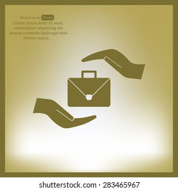 business bag and hand web icon. vector design