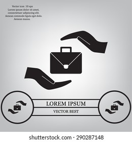 business bag and hand web icon. vector design