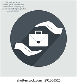 business bag and hand web icon. vector design