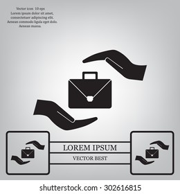 business bag and hand web icon. vector design