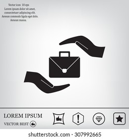 business bag and hand web icon. vector design