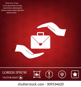 business bag and hand web icon. vector design