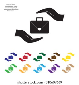 business bag and hand web icon. vector design