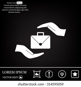 business bag and hand web icon. vector design