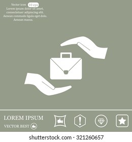 business bag and hand web icon. vector design