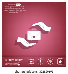 business bag and hand web icon. vector design