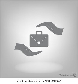 business bag and hand web icon. vector design