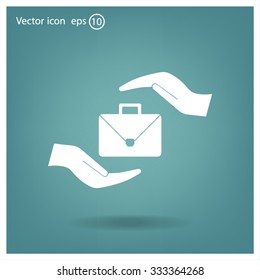 business bag and hand web icon. vector design